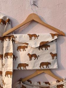 Leopard Print Cotton Muslin Pajama Set | Handcrafted Indian Block Print Loungewear - Product Image 4
