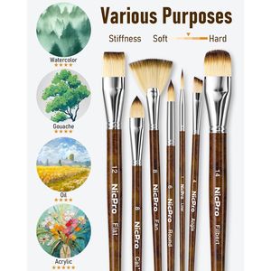 Juego Profesional de 30 Pinceles para Pintura Acrílica, Pinceles para Manualidades con Espátula y Rollo de Tela, 30 Piezas - Product Image 3