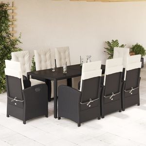 Set da Pranzo da Giardino in Rattan PE Nero per 8 Persone, Arredamento da Esterno Resistente alle Intemperie, Design Contemporaneo - Product Image 1