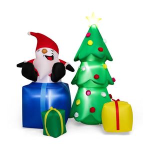 Decorazioni Natalizie da Esterno Gonfiabili con Babbo Natale Illuminato di 2,1 Metri e Albero di Natale con Scatole Regalo - Product Image 1