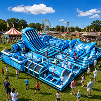 Parc d'attractions gonflable commercial, parcours d'obstacles géant, aire de jeux intérieure et extérieure, OEM ODM, conception 3D personnalisée gratuite