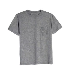 T-shirt en jersey de coton gris pour homme, coupe ajustée, col rond, manches courtes, couleur unie, respirant, design tricoté - Product Image 3