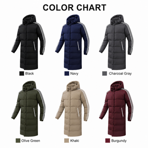 เสื้อโค้ทพัฟเฟอร์ขนเป็ด 80% สีขาวสำหรับผู้ชาย ลายทางสีดำ มีฮู้ด แจ็คเก็ตฤดูหนาว ปิดด้วยซิปและเชือกผูก XUYOU - Product Image 5