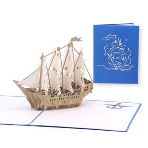 Carte de vœux 3D pop-up bateau classique, faite à la main, collection transport, cartes pop-up 3D, carte 3D pop-up pour cadeau - Product Image 3