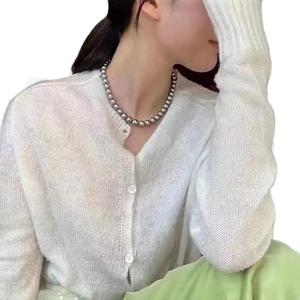 Collier en lin de haute qualité de 6-7 mm, longueur 70 cm, design perle ronde impeccable, vente en gros fabricant - Product Image 5