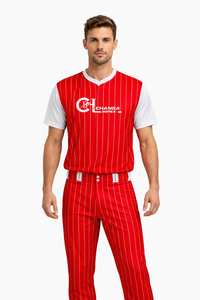 Ensemble d'uniformes de softball personnalisés à manches courtes rouges |   Maillot et pantalon sublimés |   Respirant et à séchage rapide |   Nom et numéro de votre logo d'équipe - Product Image 5