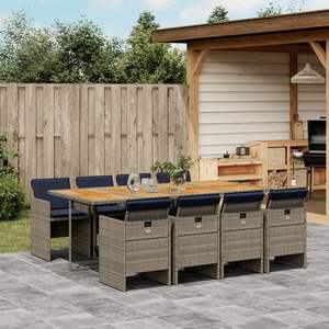 Juego de 8 Muebles de Jardín para Comedor en Gris Marrón y Azul Marino - Product Image 1