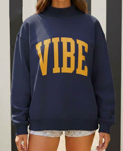 Sweat-shirt oversize à col roulé pour femme, style streetwear hiver, avec logo sur le devant, en tissu polyester/coton - Product Image 6