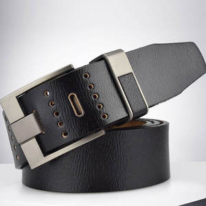 Ceinture en cuir véritable KIVOTECH personnalisable, cuir de vache noir, boucle rectangulaire en acier, style formel, ceinture pour homme durable - Product Image 5