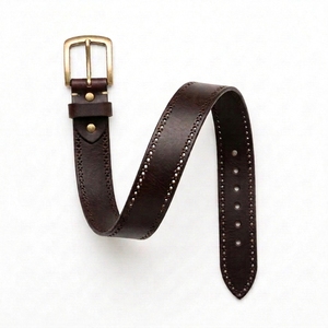 Cinturón de Cuero Genuino para Hombre, Estilo Vintage, Hebilla de Pin, Sólido, Casual, Formal, Ajustable, Duradero, Ecológico, Personalizado, Accesorio de Moda - Product Image 4
