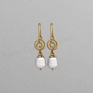 Boucles d'oreilles pendantes spirales Art Déco tendance en argent 925 faites à la main avec perles d'eau douce en forme de goutte, plaquées or, bijoux fins pour mariée chrétienne - Product Image 6