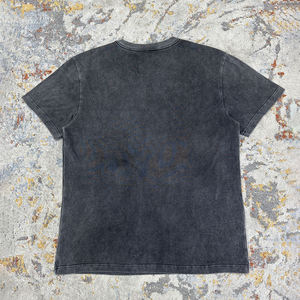 T-shirt en coton épais teint en pièce de qualité supérieure, coupe classique, col rond, délavé vintage, style streetwear décontracté pour homme, Front Quick - Product Image 3
