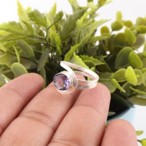 <b>Indian</b> Style Designer 925 Sterling Silver Coated Iolite Gemstone Work Luxury <b>Ring</b> for Unisex Wear in Wedding Anniversary & Gift - Product Image 2