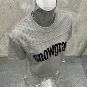 T-shirt en maille surdimensionné pour homme Snowgrace, manches courtes, respirant, style streetwear, col rond, tricoté, imprimé lettres noires - Product Image 5