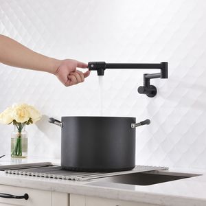 Rubinetto da Cucina a Parete in Ottone Nero 1/2 NPT Pieghevole con Due Maniglie per Acqua Fredda - Product Image 2