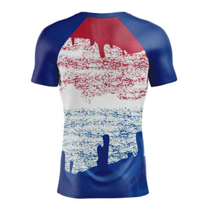 Wholesale OEM SAKYA Brand Gym <b>Surf</b> <b>Printed</b> Compression Shirt Shorts Sleeve MMA LOGO Custom Rash Guard Set Spandex Fabric - Product Image 2
