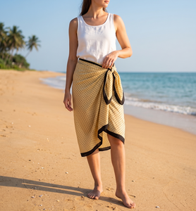 Wholesale Hand Block Printed Sarong 100% Soft Cotton Beach <b>Wrap</b> Pareo Cover Up for Women Lightweight Cotton Pareo <b>Swimsuit</b> Cover - Product Image 3