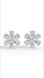 Charming Pear Cut Diamond Floral Cluster <b>Studs</b> 14K Gold Luxury <b>Fine</b> Jewelry Wholesale Supplier <b>Earrings</b> - Product Image 2
