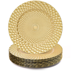 Assiette de service en cuivre brillant à bords pointus et finition miroir éclatante. Produit disponible à prix de gros - Product Image 1