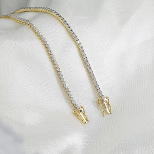 14K Gold Tennis Style Lab Grown Synthetic Diamond Round Brilliant Cut Luxury Women's Linking <b>Bracelets</b> by RAAMAA - Product Image 1