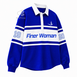 เสื้อรักบี้ลายทางสำหรับผู้หญิง Zeta Phi Beta Sorority แขนยาว คอปกโปโล สีตัดต่อ ปักลายกราฟิก - Product Image 2