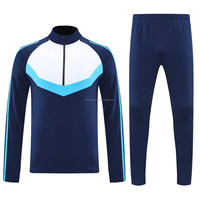 Chándal de Fútbol Unisex de Cuello Alto, Manga Larga, Ligero, Transpirable, de Poliéster, para Entrenamiento, con Nombre y Números del Equipo, Transferencia Térmica