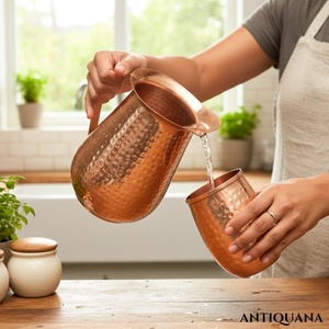 Carafe en cuivre artisanale, durable, réutilisable, ayurvédique, bien-être - Product Image 4