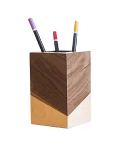 Decoración de mesa, portalápices de madera de último diseño para almacenamiento de lápices de madera, calculadora de papelería, suministros de oficina - Product Image 1