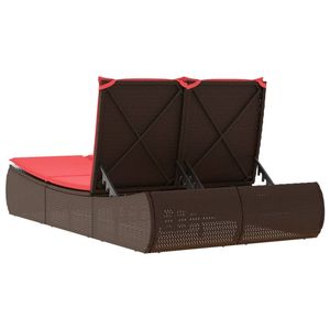 Tumbona doble de ratán sintético marrón con cojines - Product Image 6