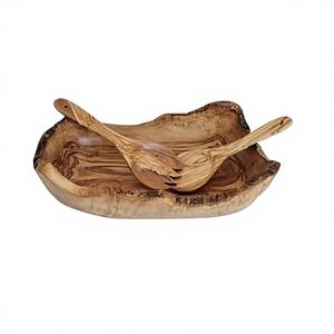 Plat de service maison écologique en bois d'acacia imprimé émaillé de luxe antique Bol à salade en céramique imprimé personnalisé Design vintage - Product Image 4