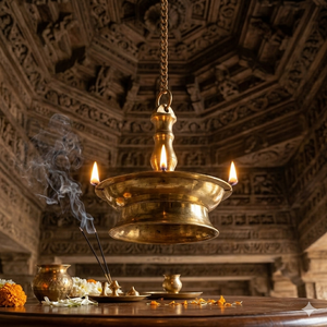 Diya Colgante Tradicional de Latón con Cadena, Lámpara de Aceite India para Puja, Decoración del Hogar, Regalo para el Festival Diwali, Fabricante Mayorista - Product Image 3
