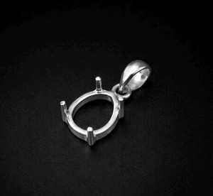 Handmade 925 Silver 8x10mm Pear 4 Prong Semi Mount Charm Pendant Empty Stone Pre Notched Setting DIY Keepsake Jewelry Findings - Product Image 4