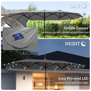 Ombrellone da Giardino a Doppia Faccia da 4,3 Metri con Luci Solari a LED e Base Grigia - Product Image 4