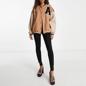 Custom <b>Patch</b> Letter Embroidery Label Puff Printing Regular Fit Eco-Friendly Quick Dry Hot Selling Womens Cotton Varsity Jackets - Product Image 3