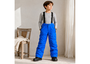 Pantalones de Esquí para Niños, Pantalones de Nieve para Niños con Tirantes Ajustables, Pantalones de Snowboard Aislantes para Invierno, Ropa de Esquí Azul para Exteriores - Product Image 1