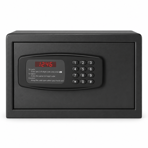 Petit coffre-fort électronique pour hôtel avec ouverture automatique de la porte, en acier noir, 310x200x200 mm, clavier LED, pour commandes en gros pour les chambres d'hôtel - Product Image 2