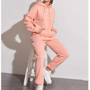 Ensemble de survêtement rose à capuche pour femme, manches longues, couleur unie, décontracté, sweat-shirt et pantalon amples, respirant, pour l'automne - Product Image 4