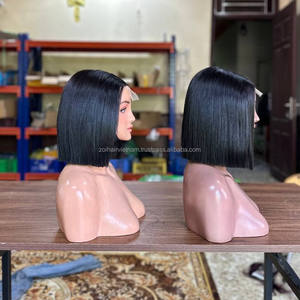 Pelucas de Cabello Humano Virgen Vietnamita al por Mayor, sin Pegamento, con Frente de Encaje HD, Densidad Ajustable, Estilo Bob Corto - Product Image 1