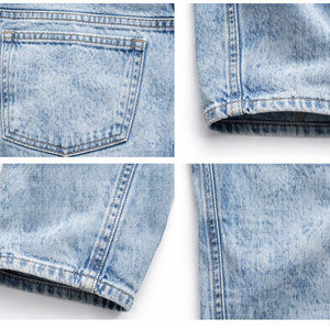 กางเกงยีนส์เดนิมวินเทจผู้ชาย ทรงปกติ ใส่สบาย เอวกลาง สไตล์ลำลอง สตรีทแวร์ ผ้าถัก ทรงตรง ติดกระดุม 100% - Product Image 6