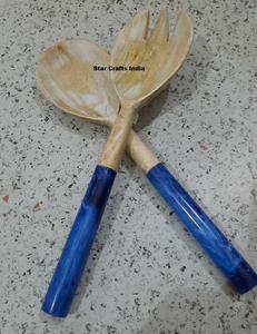 Ensemble de saladiers en bois naturel avec poignée en résine - Écologique, passe au lave-vaisselle, style américain - Product Image 1