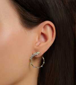 Pendientes de Aro Abiertos con Piedra Amarilla de Corte Pera y Diamante Redondo Cultivado en Laboratorio, Modernos, Gruesos y Grandes, Tipo Huggies, Directo de Fabricante, Oro Sólido de 14K - Product Image 2