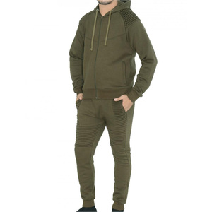 Chándal de Forro Polar con Capucha para Hombre, Color Verde Oliva, Estampado, 100% Algodón, Largo, Informal, Color Sólido, Transpirable, Corte Regular, Ropa de Invierno - Product Image 3
