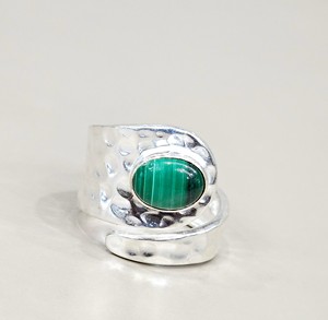 Trendy <b>Adjustable</b> 925 Sterling <b>Silver</b> Oval Green Malachite Gemstone Wrap <b>Ring</b> for Women Handmade Collection Bulk - Product Image 1