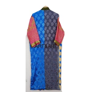 Kimono de seda Vintage indio Sari cinturón talla única Hippie bohemio Maxi bata de dama de honor ropa de dormir bata de maternidad encaje de verano - Product Image 3