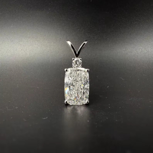 Pendentif solitaire en or avec diamant de laboratoire taille coussin 3 carats, certifié IGI, qualité VVS, bijou de mariée, cadeau d'anniversaire pour elle - Product Image 1