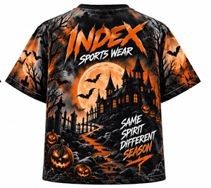 INDEX Men's Halloween Skull Printed <b>T</b>-<b>Shirt</b> Short Sleeve O-Neck Sporty Fit With <b>Pumpkin</b> And Bats Design - Product Image 2