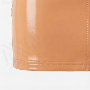 Jupe crayon mini en similicuir PU taille haute pour femme, brillante, avec fermeture éclair avant, couleur unie, style club sexy, toutes saisons - Product Image 6