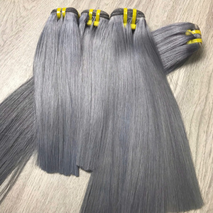 วิกผม100% สั้นของมนุษย์แท้จากเวียดนามชุดผมต่อแบบตรงมีสีเทา - Product Image 1