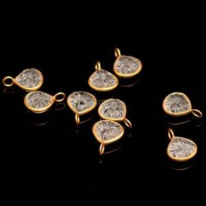 Pendentif fleur en cristal de quartz naturel, charme en argent sterling 925, pierre précieuse sculptée à la main, charme en forme de cœur pour la création de bijoux - Product Image 4