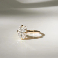 Bague de fiançailles en moissanite taille coussin allongée solitaire, sertie à griffes en forme de boussole, argent 925, bague en diamant simulé, cadeaux d'anniversaire